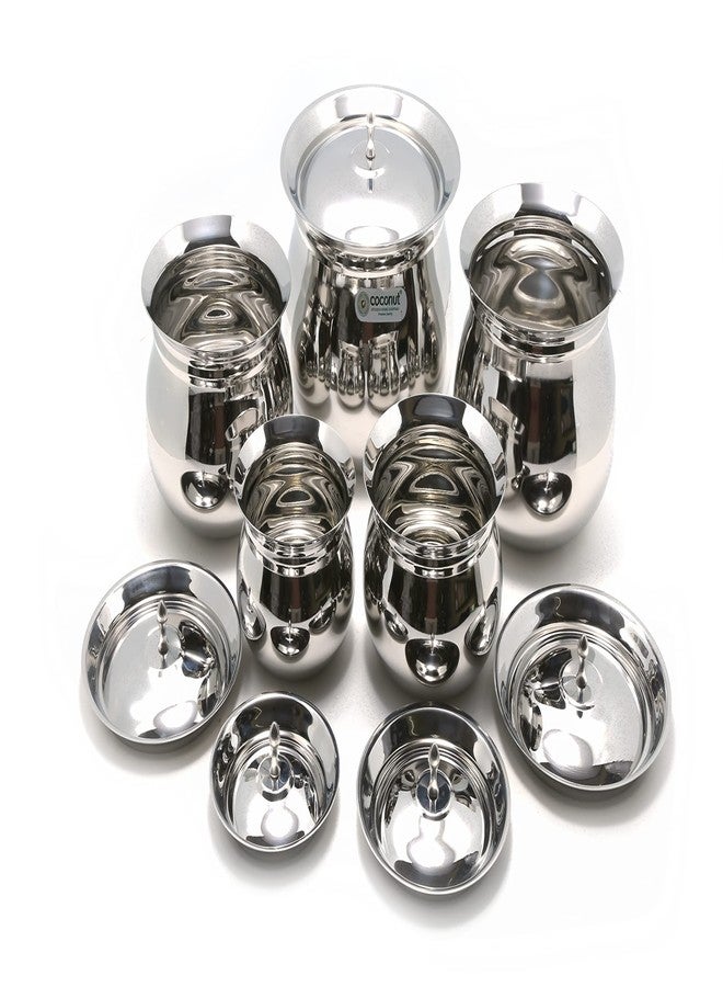 كوكونات أواني طهي من الفولاذ المقاوم للصدأ من كوكونت رويال مع أغطية - 5 وحدات (السعة - 500، 850، 1400، 2000 و 2500 مل) - Image 2